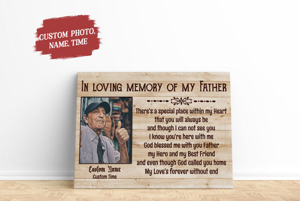 Father Memorial Custom Canvas| In Loving Memory of Father, Sympathy Gift for Loss Father, Dad Memorial JC888