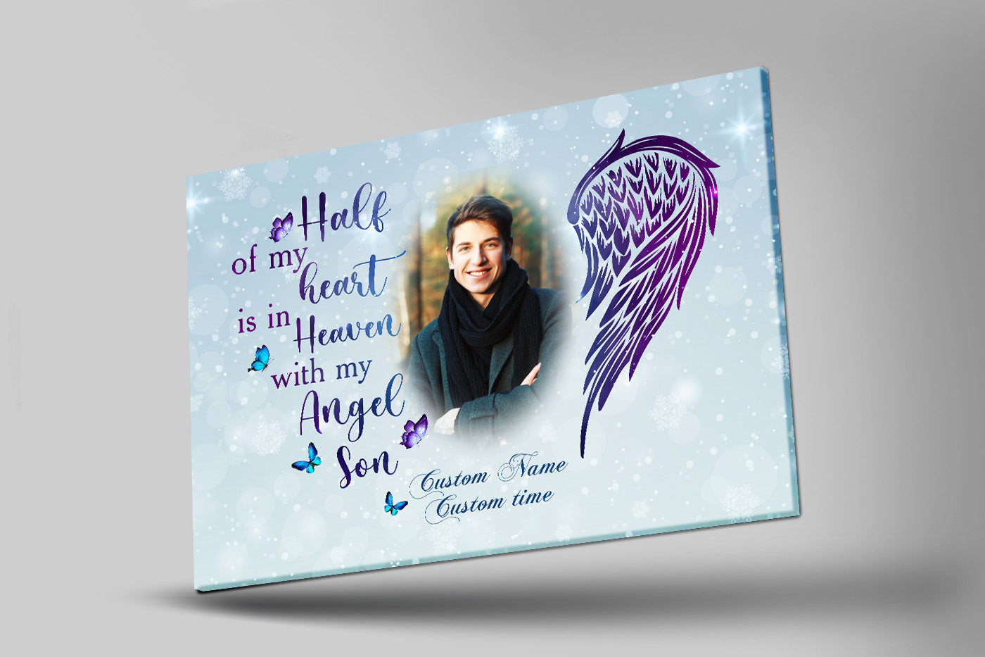 Son Remembrance| Personalized Memorial Canvas| My Angel Son, Memorial Gift for Loss of Son, Loss of a Child| Remembrance Sympathy Gifts| Bereavement Condolence Gifts| N2402