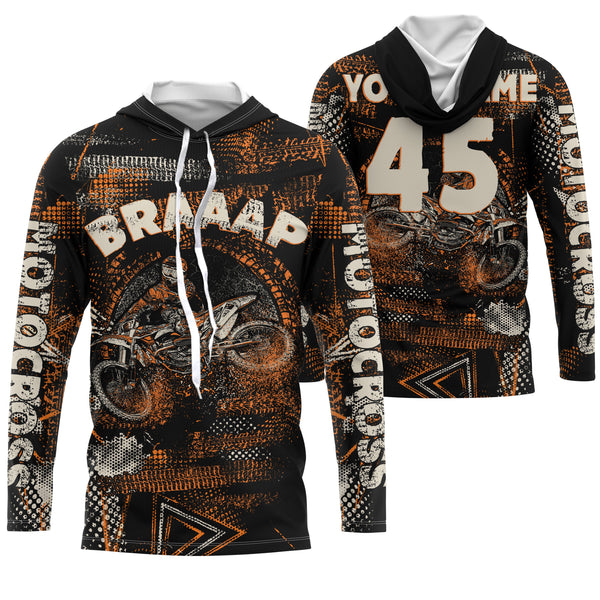 Dirt bike custom youth kid adult MX jersey UPF30+ motocross orange off-road motorcycle riding PDT61