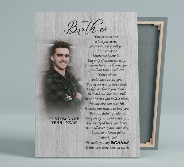 Personalized Brother Memorial Canvas, Sympathy Gift for Loss of Brother in Heaven Bereavement Gift N2722