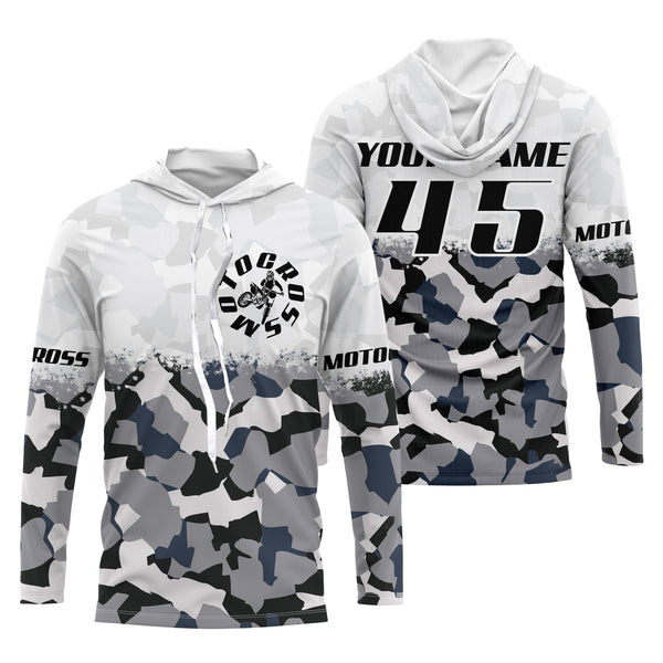 Customizable dirt bike jersey youth adult kid UPF30+ Motocross white camo racing motorcycle shirt PDT83