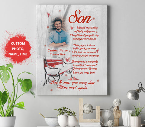 Son Remembrance canvas/premium poster cardinal memorial sympathy gift in memory of Son in Heaven N2644