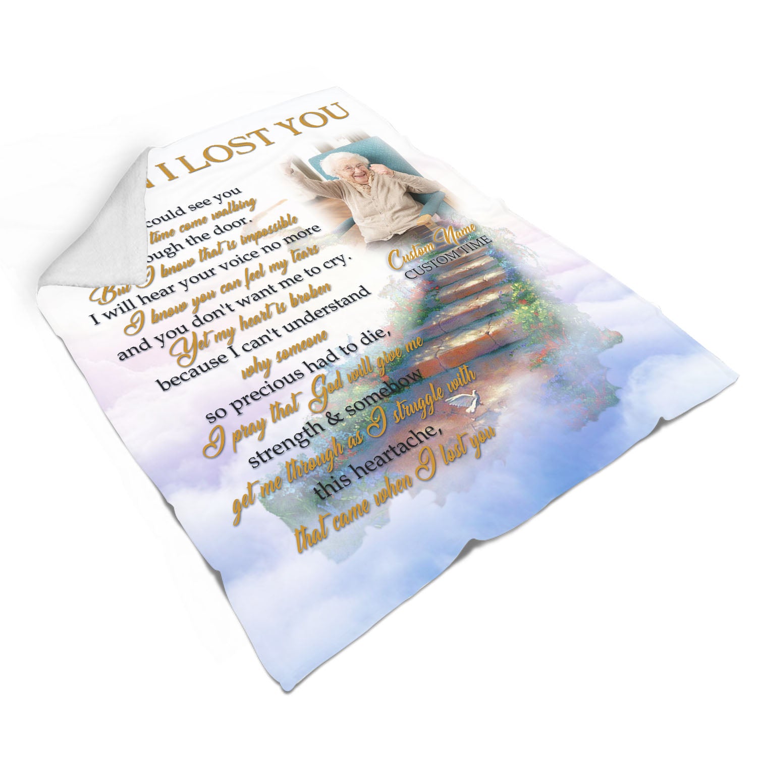 Memorial Blanket - When I Lost You Heaven Gate Fleece Blanket Personalized Remembrance Fleece Blanket Memorial Throw Bereavement Gift Grief Sympathy Gift for Loss of Loved One - JB301