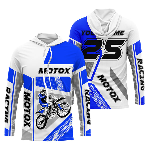 Customizable dirt bike jersey youth kid adult UPF30+ blue riding Motocross off-road extreme shirt PDT75