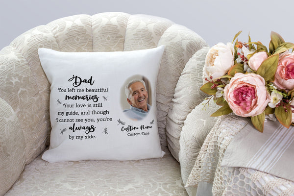 Dad Memorial Pillow Personalized Remembrance Dad Fathers Day in Heaven Loss of Father 1-side Print| NPL164