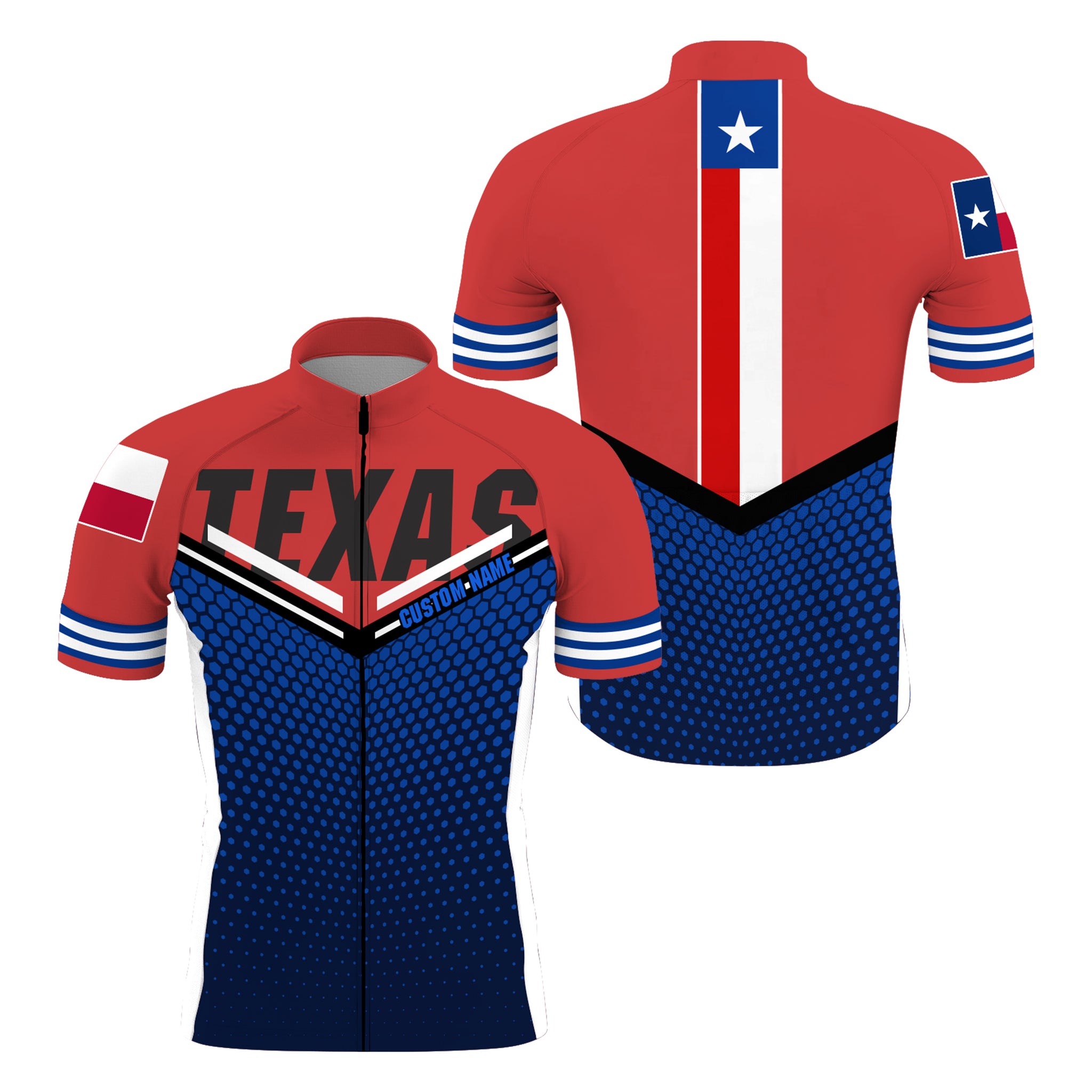 Texas flag cycling jersey Men Women UPF50+ bike shirts with 3 pockets full zip Custom MTB BMX gear| SLC175