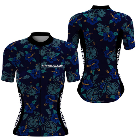 Floral Women cycling jersey 3 pockets Anti-UV reflective shirt Custom name long short sleeve Gear| SLC127