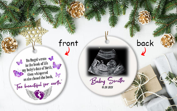 Miscarriage Memorial Ornament - Custom Sonogram, Remembrance for Loss of A Baby, Pregnancy Loss Sympathy Gift, Stillbirth Bereavement| NOM63