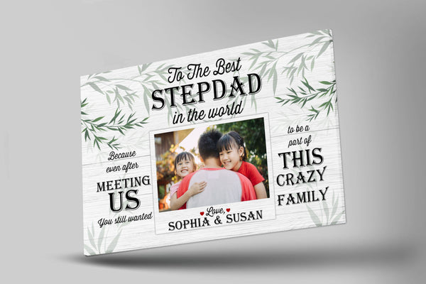 Best StepDad Ever Personalized Canvas Thank You Fathers Day Gift for Bonus Dad Step Father Gift| N2598