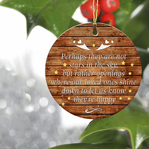 Memorial Circle Ornament  Stars In The Sky Shine Down Ornament - Memorial Gift Sympathy Gift for Loss of Loved One In Loving Memory Christmas Remembrance Ornament - JOR31