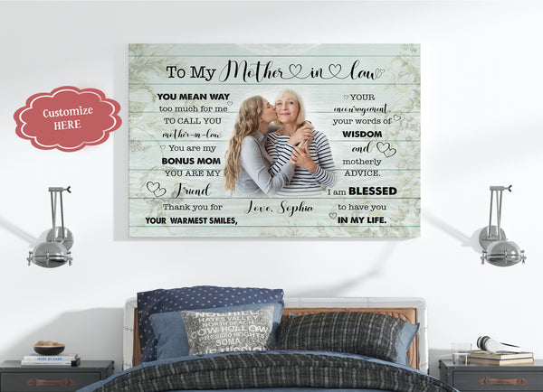 Mother-in-law Custom Canvas - Mother's Day Gift for Mom in Law, Husband's Mother Birthday Christmas| N2465