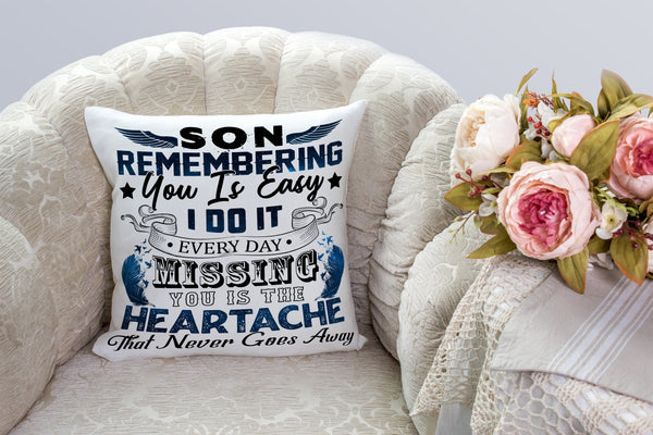 Son Memorial Pillow Remembering Son Loss of Child in Memory Sympathy Gift for Grieving Mom 1-side Print| NPL82