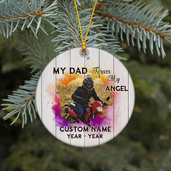 Personalized Motorcycle Christmas Ornament Dad In Heaven Bereavement Memorial Gift For Loss Of Biker ODT72