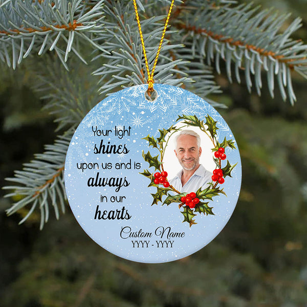 Memorial ornament - Always in our hearts, remembrance ornament for loss of loved one, sympathy gift| ONT45