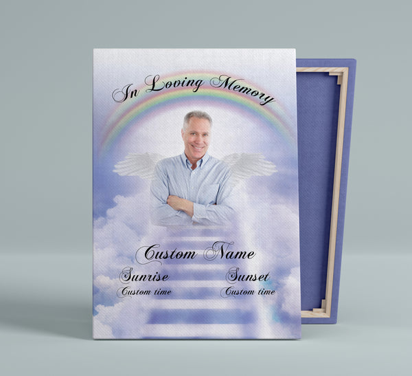 Personalized Memorial Canvas - In Loving Memory Stairway to Heaven Wall Art| Custom Photo Remembrance Keepsake, Memorial Sympathy Gift for Loss of Loved One| N2361