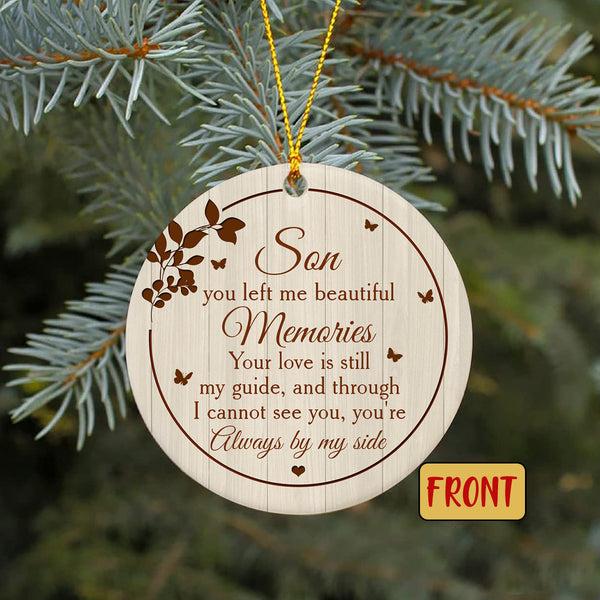 Son Memorial Ornament - Personalized 2 Sided Circle Ornament Christmas Remembrance Ornament Gift for Loss of Son In Loving Memory of Angel Son Loss Son Sympathy Son Remembrance - JOR85