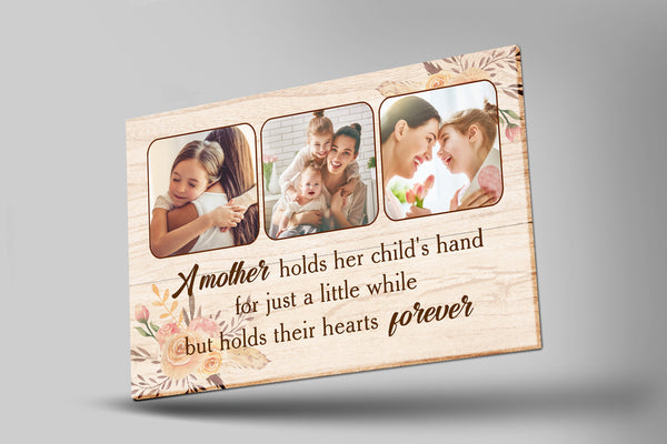 Personalized Mom Canvas| A Mother Holds Her Child's Hand Mom Photo Collage| Mom Gift for Mother's Day| JC829