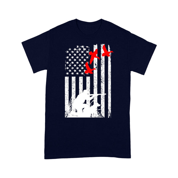 Duck hunting american flag 4th July, duck hunting dog NQSD39 - Standard T-shirt