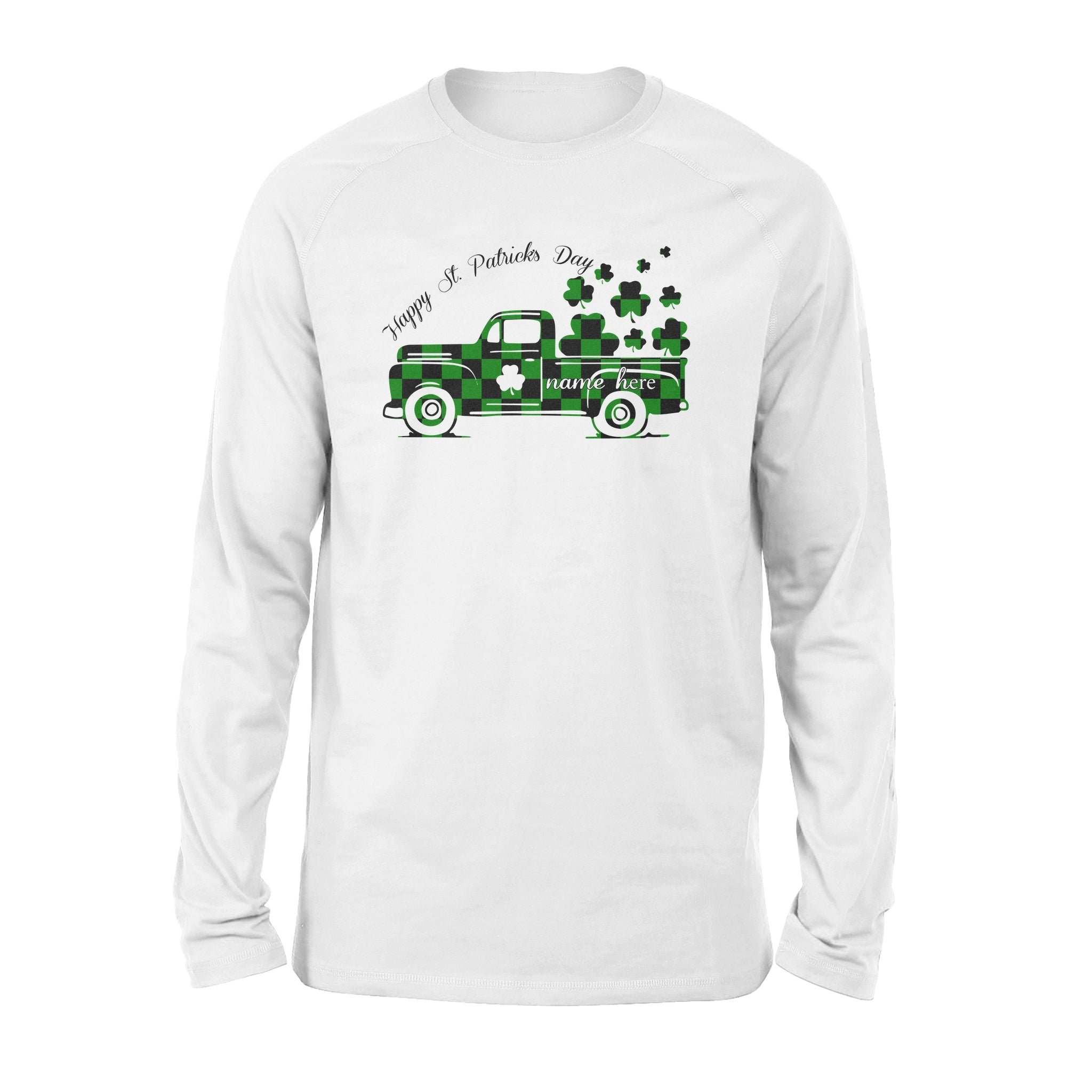 St. Patrick's Day Shamrock Custom Name Long sleeve Shirt  - FSD1401D08