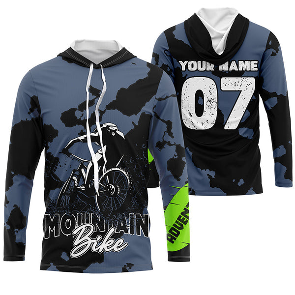 Blue camo adult kid MTB jersey UPF30+ mountain bike shirt Cycling trail dirt downhill clothes| SLC232