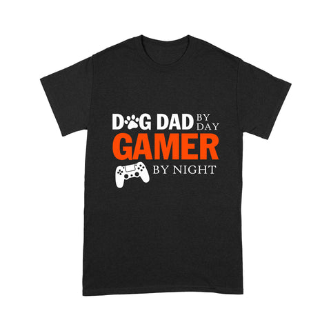 Gamer Dog Dad Shirt| Dog Dad By Day Gamer By Night - Funny Dog Dad Shirt for Men| JTSD203 A02M01