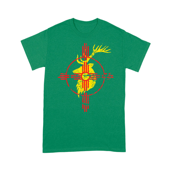 New Mexico State Flag Elk Hunting Zia Symbol T-Shirt - FSD1180 D06