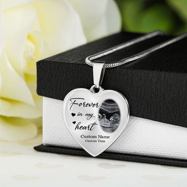 Footprints memorial necklace, Forever in my heart, baby in heaven, Miscarriage jewelry, Infant gifts NNT48