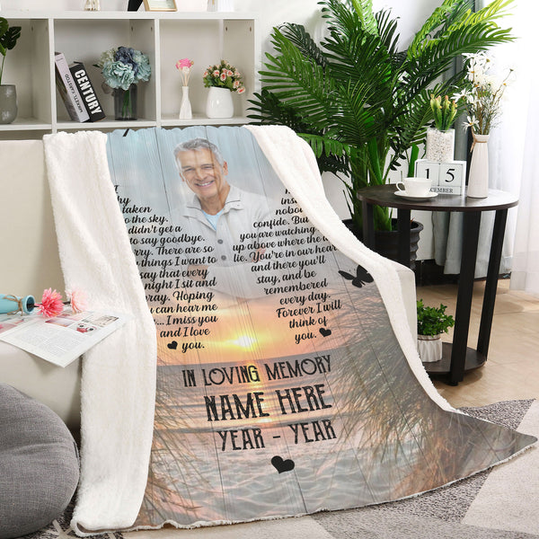 Grandpa Memorial Blanket - Grandpa I Miss You| Grandfather Remembrance, Father's Day in Heaven| Deepest Sympathy Gift for Loss of Grandpa| In Loving Memory| N1587