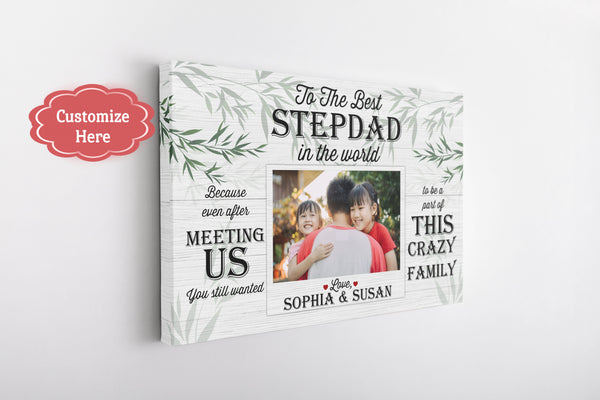 Best StepDad Ever Personalized Canvas Thank You Fathers Day Gift for Bonus Dad Step Father Gift| N2598