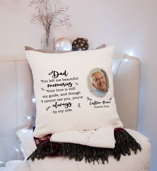 Dad Memorial Pillow Personalized Remembrance Dad Fathers Day in Heaven Loss of Father 1-side Print| NPL164