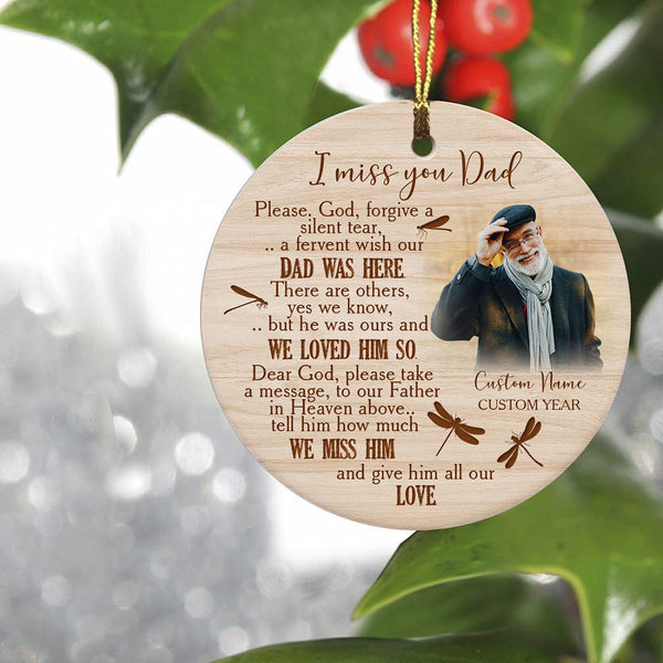 Dad memorial ornament - I Miss You, remembrance ornament for loss of father, bereavement gift| ONT108