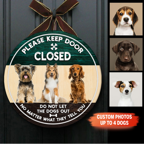Do Not Let Dogs out - Personalized Christmas Wooden Door Hanger for Dog Owners, Custom Dog Welcome Sign, X-mas Dog Sign Decor| NDH02