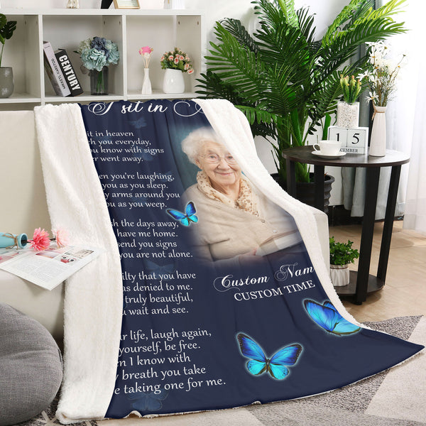 Personalized Memorial Blanket for Loss of Loved one, I Never Left You Sympathy Blanket for Loss of Father Mother VTQ116