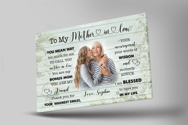 Mother-in-law Custom Canvas - Mother's Day Gift for Mom in Law, Husband's Mother Birthday Christmas| N2465