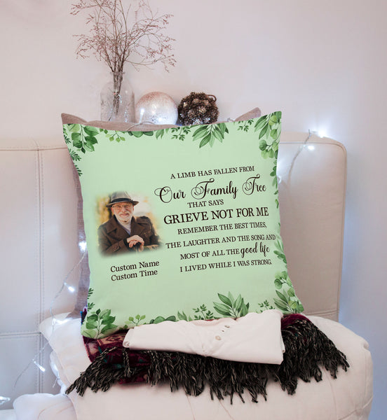 Personalized Memorial Pillow| Grieve Not For Me| Sympathy Gift for Loss of Father, Mother, Loved One| JPL84