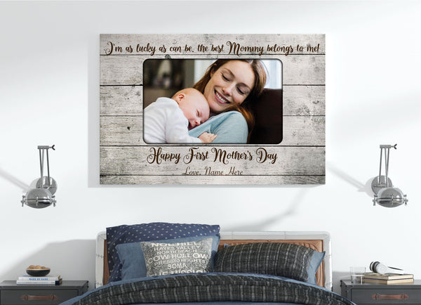 Custom New Mom Canvas| Happy First Mother's Day| Gift for Expecting Mom from Baby Bump| JC824