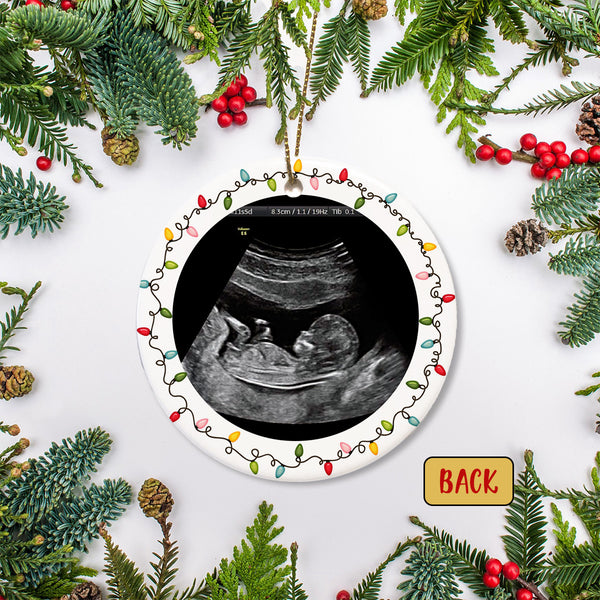 Personalized New Dad Ornament - Custom Sonogram Dear Daddy 2 Sided Circle Ornament Pregnancy Reveal Christmas Present for New Dad Daddy To Be Expecting Father New Baby Ornament - JOR49