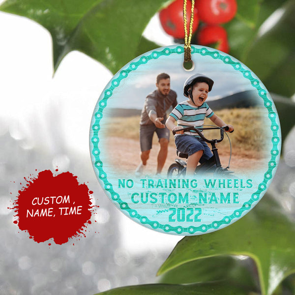 No training wheels ornament, boys girls cycling Christmas gift, new milestone bike ornament for kid| ONT77