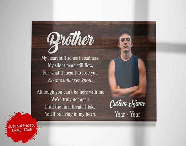 Brother Remembrance Personalized Canvas, Memorial Sympathy Gift for Loss of Brother in Loving Memory N2699