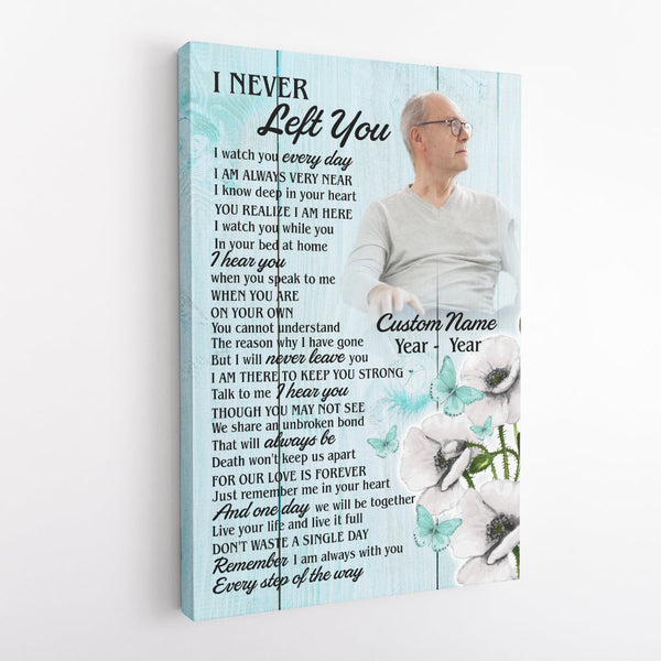 Personalized Memorial Gift For Loss| I Never Left You Canvas Remembrance Gift For For Loss Of Dad Mom In Heaven| NXM93