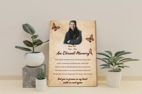 Custom Memorial Canvas| An Eternal Memory Butterfly Memorial Gift for Loss of Father Mother Brother Sister Son Daughter Grandparents Sympathy Gift Bereavement Gift for Family Loss JC538 Myfihu