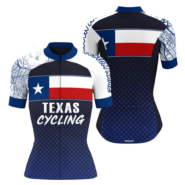 Texas flag women's cycling jersey with full zipper 3-rear pockets UPF50+ bicycle MTB BMX clothes| SLC142