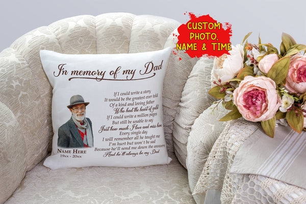 In Memory of My Dad Personalized Memorial Pillow Remembrance Dad in Heaven Sympathy Gift1-side Print| NPL136