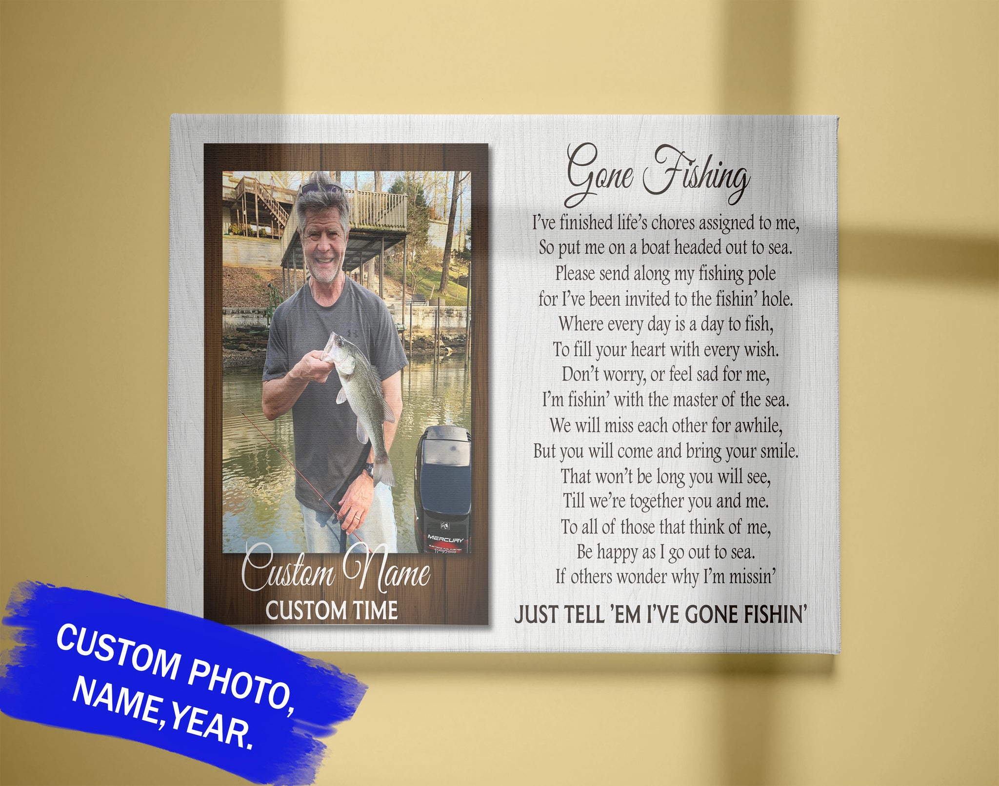 Gone Fishing Memorial Canvas Customized Fishing Memorial Gift