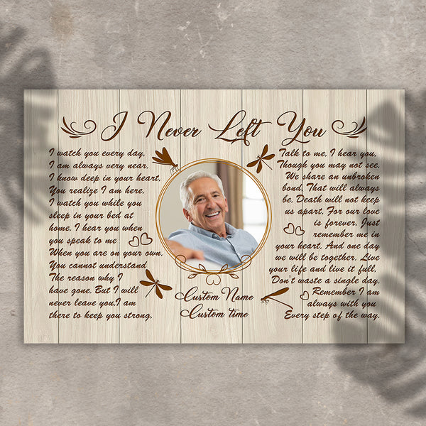 Custom Remembrance canvas - I never left you, Sympathy gift, Keepsake canvas loss of Mom Dad Brother CNT13