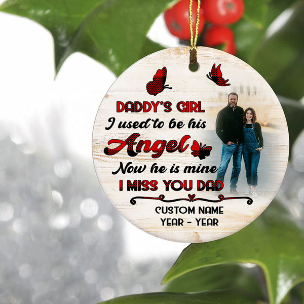 Daddy's Girl Personalized Memorial Ceramic Ornament with Picture Sympathy Gift for Loss of Father NOM259