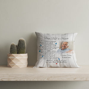 Dad Memorial Pillow, Personalized Sympathy Gift for Loss of Father Bereavement 1-sided Print NPL194