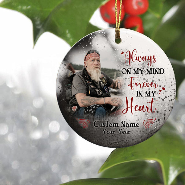 Personalized Memorial Ornament Christmas in Heaven Sympathy Gift For Loss Of Biker Dad Brother ODT21