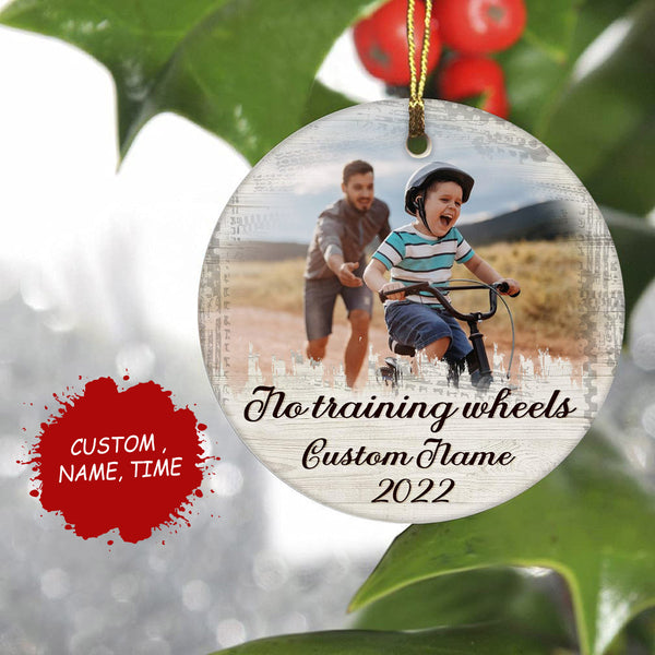 Personalized no training wheels bicycle ornament, cycling Christmas ornament, biking gifts boy girl| ONT76