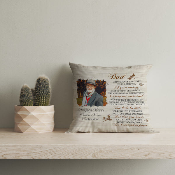 Dad Memorial Pillow, Personalized Sympathy Gift for Loss of Father Bereavement 1-sided Print NPL192